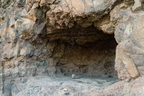 View of small cave in the Ansite natural fortress  Gran Canaria  Spain