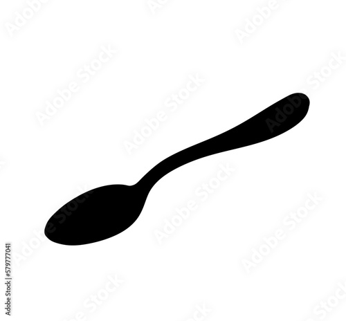Vector isolated one single spoon colorless black and white outline silhouette shadow shape