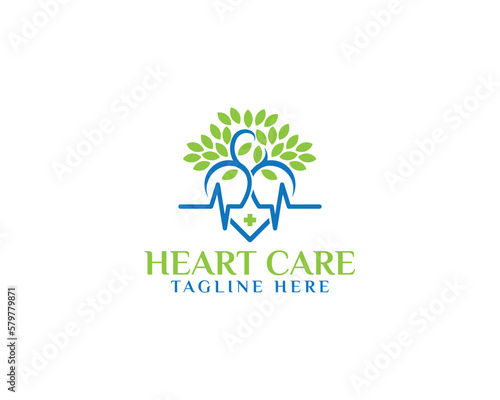 heart care logo with editable vector files