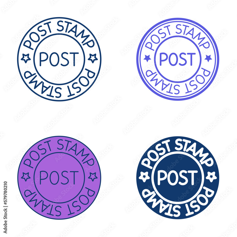 Round post stamp icon set Round post stamp icon set