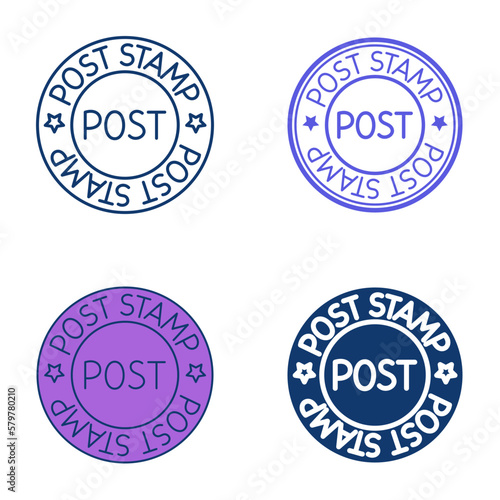 Round post stamp icon set