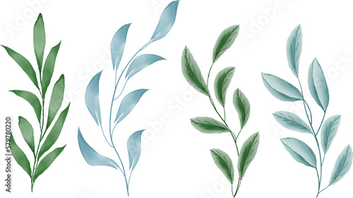 watercolor green leaves background