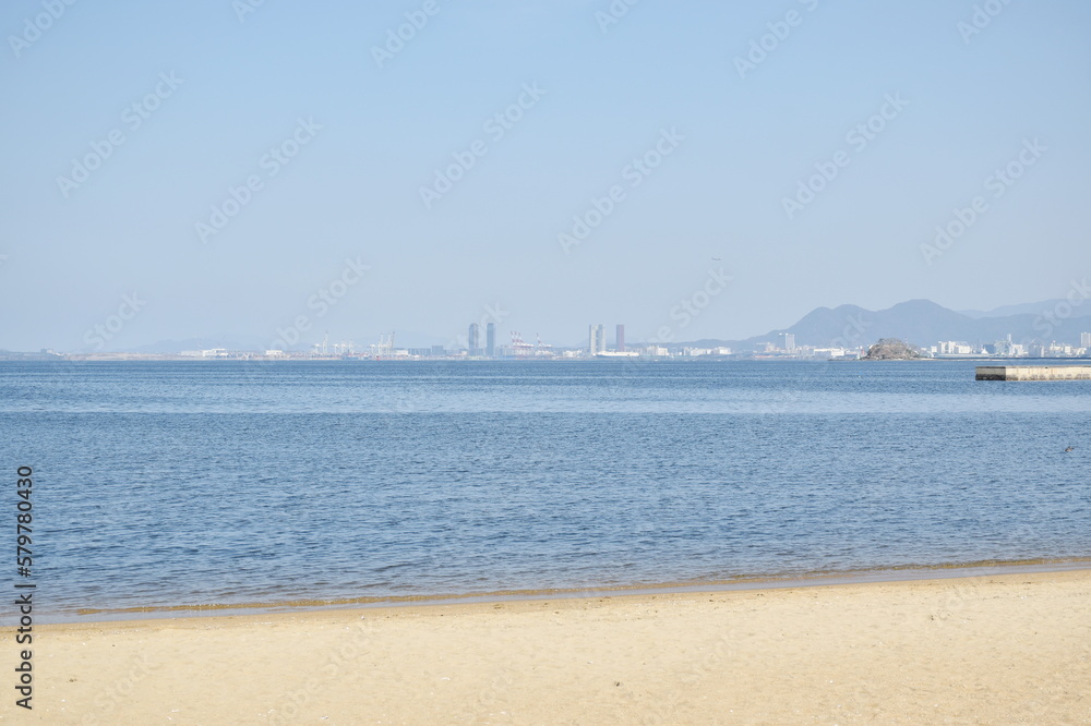 seaside Momochi beach park landscape in Fukuoka Japan 
