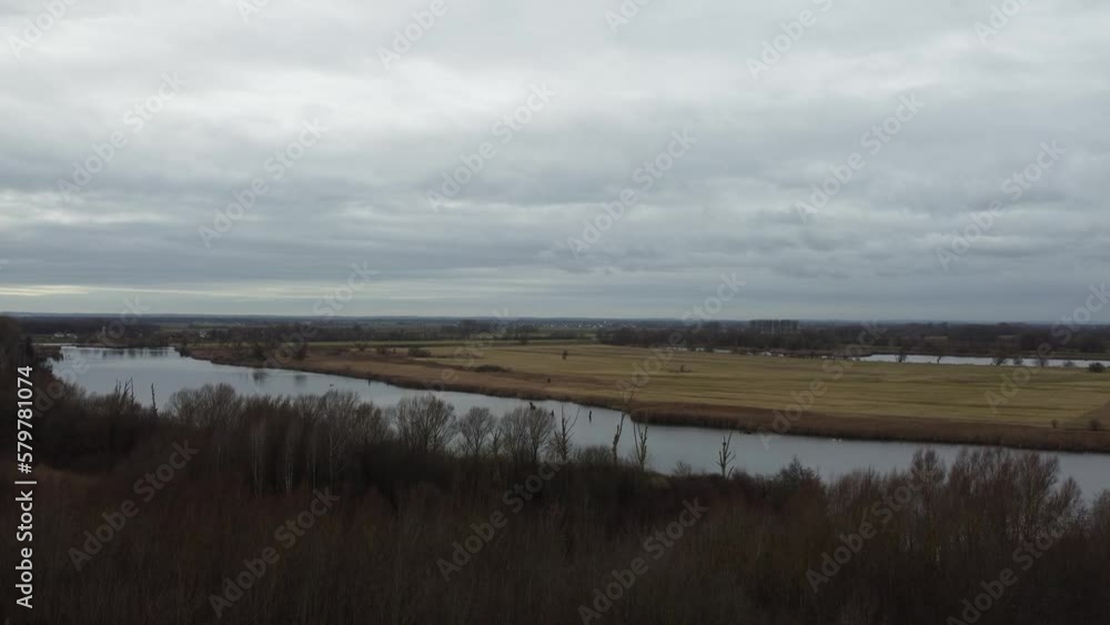 Danube river in idyllic nature with aerial Danube river in idyllic nature with aerial