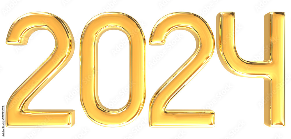 3d number Gold new year 2024 3d number Gold new year 2024