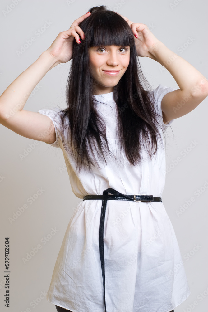 Fototapeta premium Beautiful girl in white