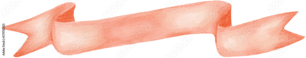 Obraz premium peach ribbon banner watercolor png