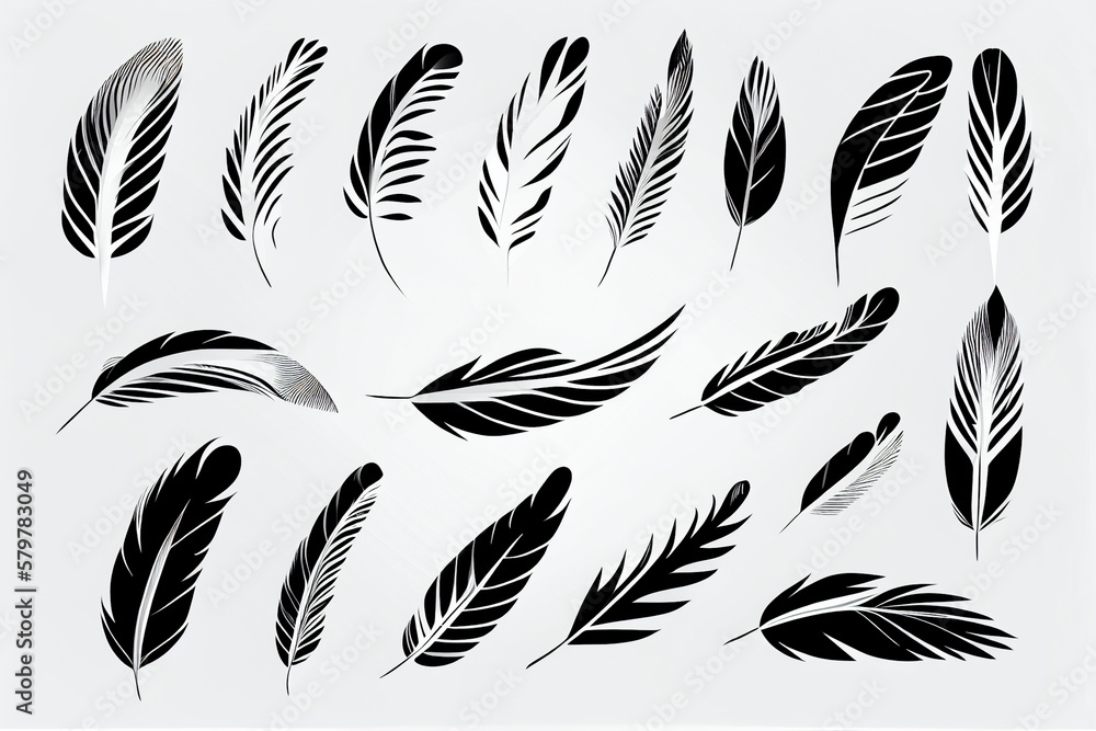 black feather on white background