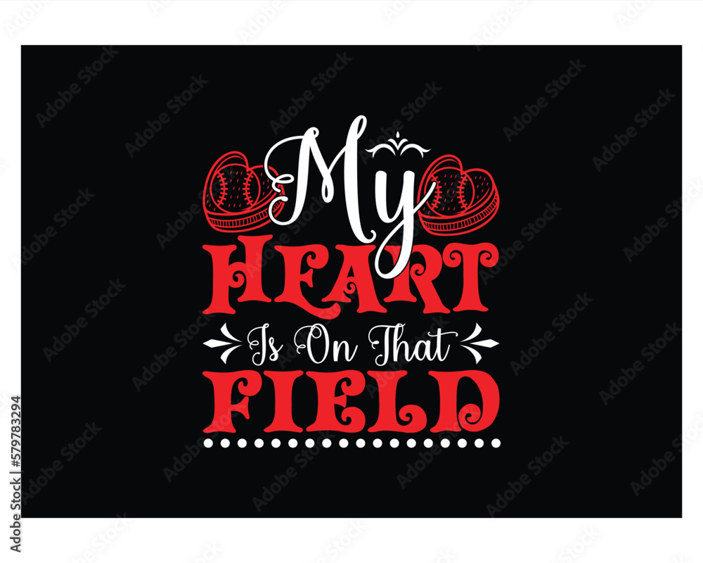 Obraz premium My heart is on that field Svg Cut File Design