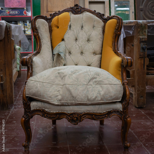 armchair being restorated photo