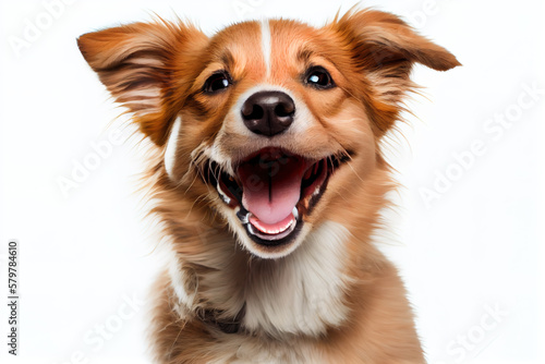 Isolated Happy Smiling Dog White Background Portrait (4)