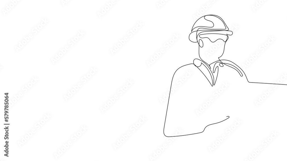 Animated drawing of continuous line draw architect meeting at construction site to talk blueprint design to team member. Building architecture concept. Single line animation. High quality 4k footage Animated drawing of continuous line draw architect meeting at construction site to talk blueprint design to team member. Building architecture concept. Single line animation. High quality 4k footage