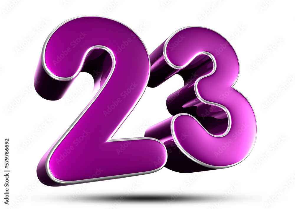 Number 23 purple 3D illustration. Advertising signs. Product design. Product sales.