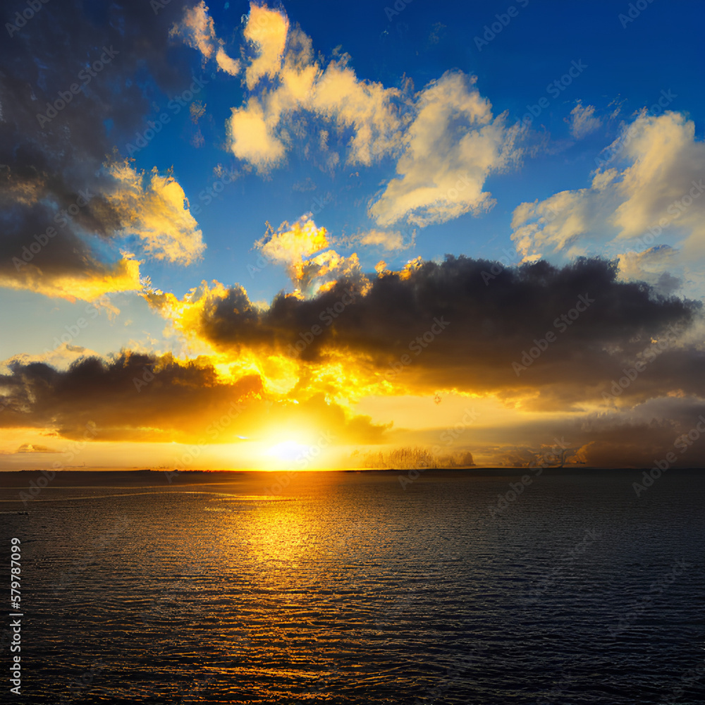 Obraz premium Sunset over the Sea Generative Art