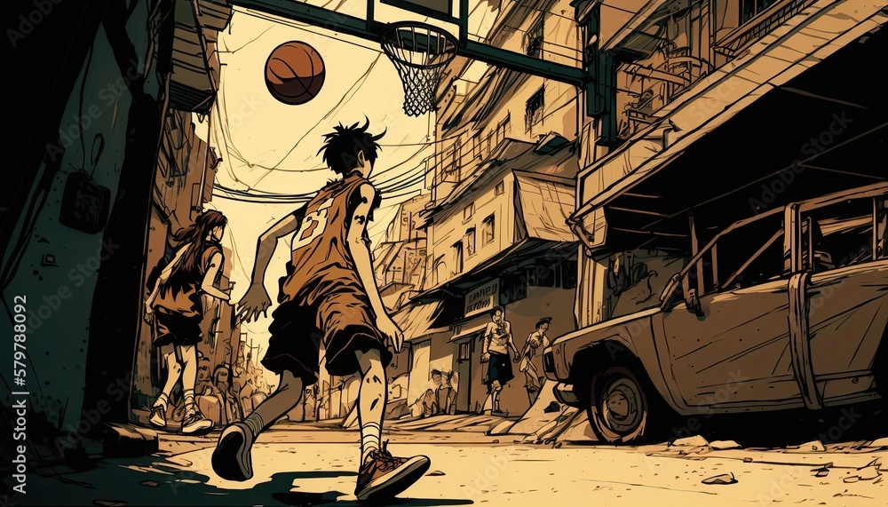custom made wallpaper toronto digitalbasketball on the street Generative Ai