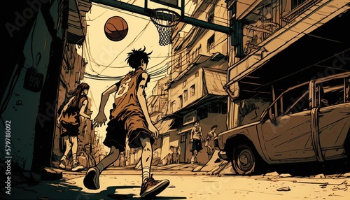 basketball on the street Generative Ai