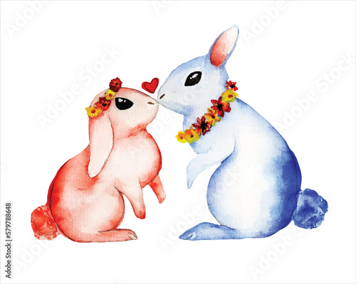 Cute rabbit watercolour clipart