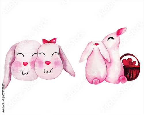 Cute rabbit watercolour clipart