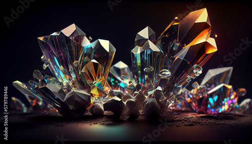 Sparkling_multi-colored_crystals_with_rays_of_light Ai generated image