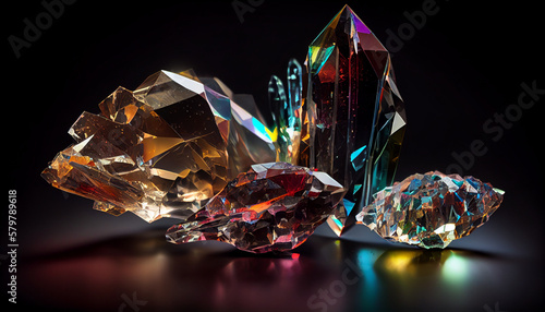 Sparkling_multi-colored_crystals_with_rays_of_light Ai generated image