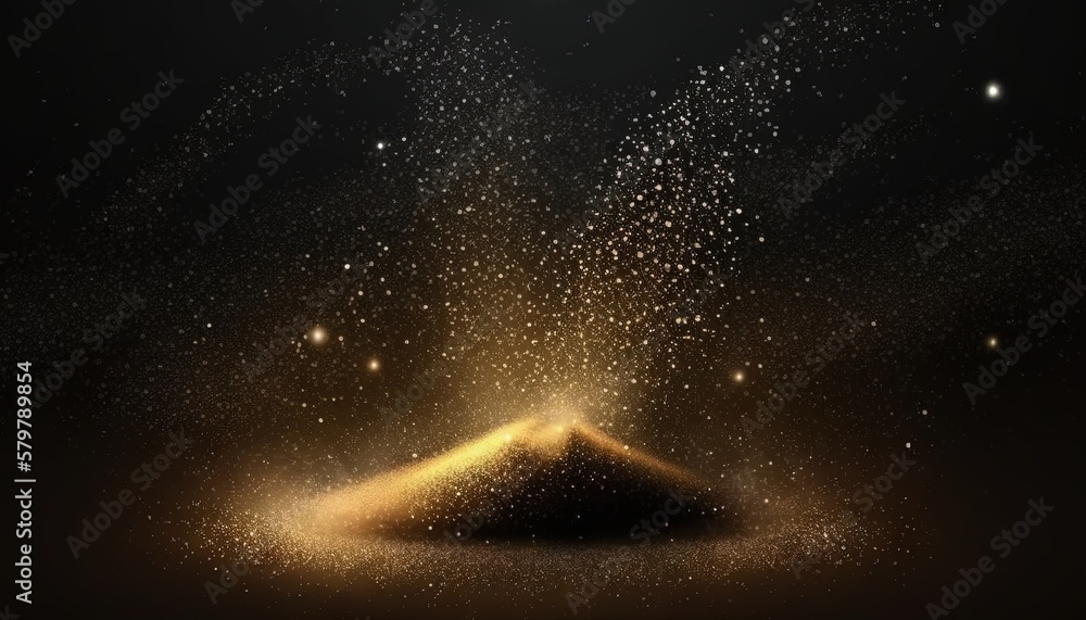 ภาพประกอบสต็อก a dark background with gold dust and stars in the sky