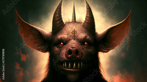 hellish satans underswine, neural network generated art. Digitally generated image. Not based on any actual person, scene or pattern.