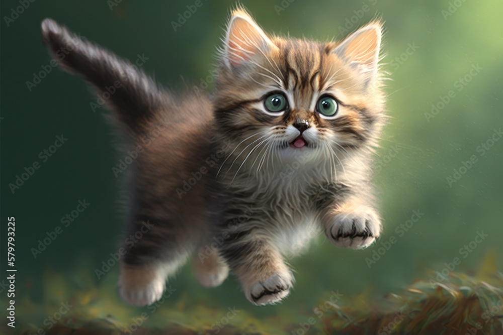 Fototapeta premium Little playful kitten