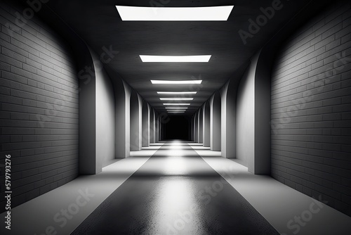 White glossy underground showroom. Generative AI