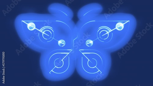 Blauer Lichtstrahl folgt den Konturen eines Schmetterlings - vor und zurück Animation für Loop - ProRes 4444 mit Alpha