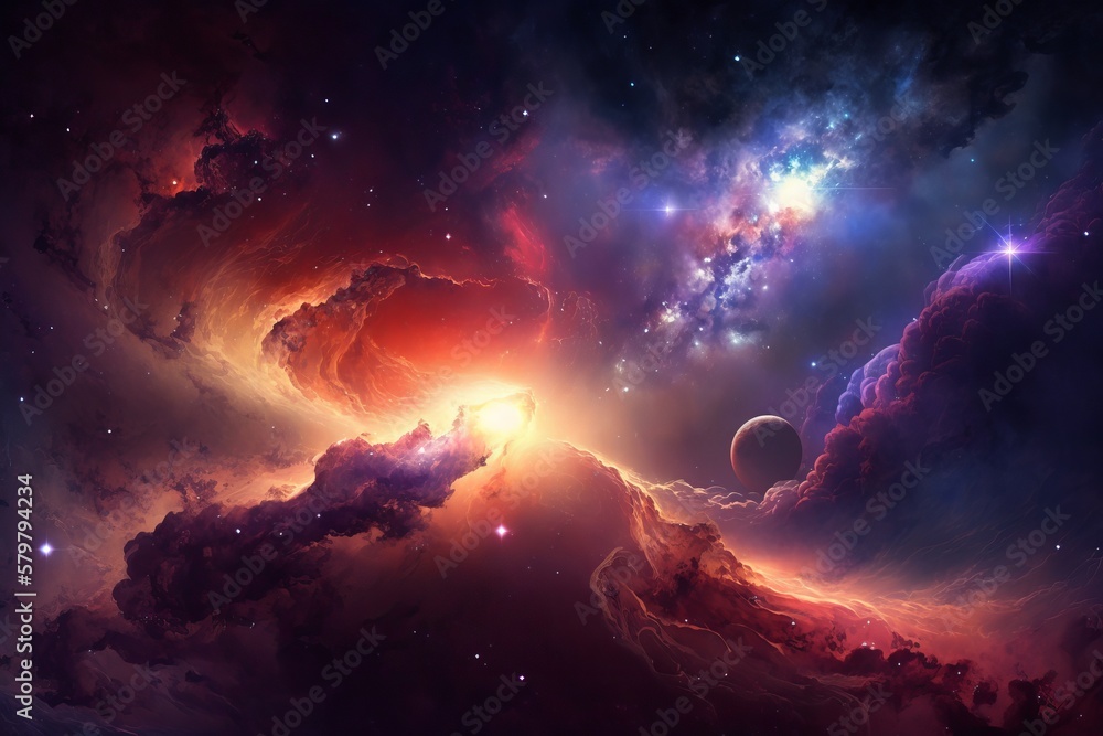 Infinite space background with nebulas and stars Generative AI