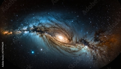 Panorama view universe space shot of milky way galaxy with stars on a night sky background.The Milky Way is the galaxy that contains our Solar System Generative AI photo