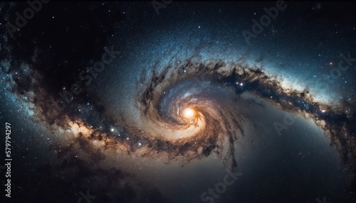 Panorama view universe space shot of milky way galaxy with stars on a night sky background.The Milky Way is the galaxy that contains our Solar System Generative AI