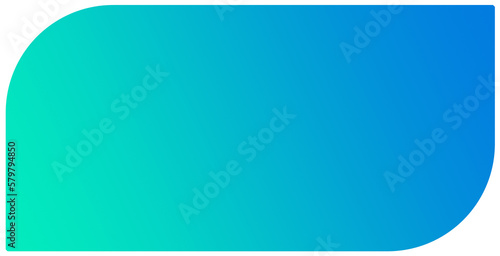 Illustration with a round corners banner filled with turquoise, green and blue gradient background with copy space