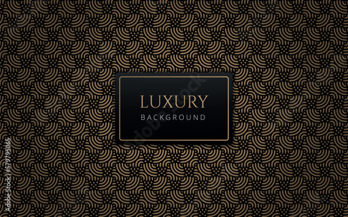 Luxury abstract black and gold linear pattern. Formal premium background template useful for invitation design, gift card, voucher, gift coupon, VIP invitation. Elegant geometric line mesh backdrop.