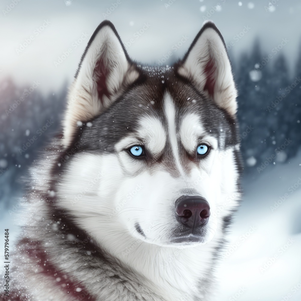 Fictional representations of Siberian husky in high quality, photo style, generative AI