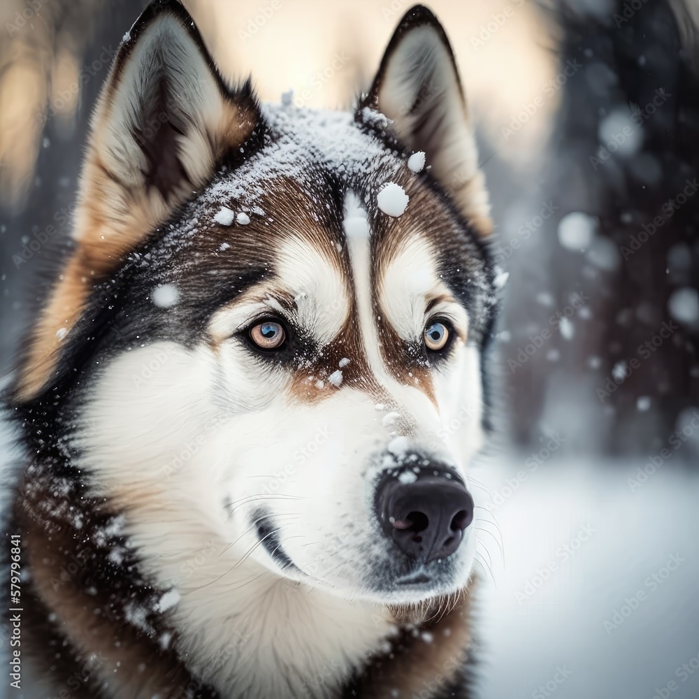 Fictional representations of Siberian husky in high quality, photo style, generative AI Fictional representations of Siberian husky in high quality, photo style, generative AI