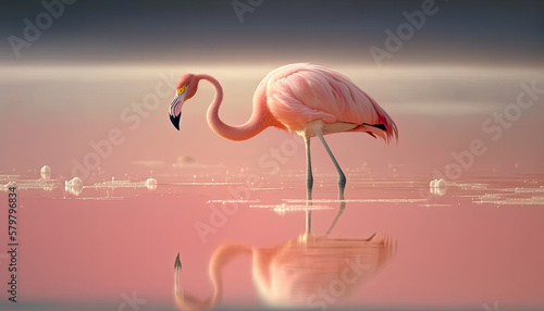 Flamingo in water  Generative AI