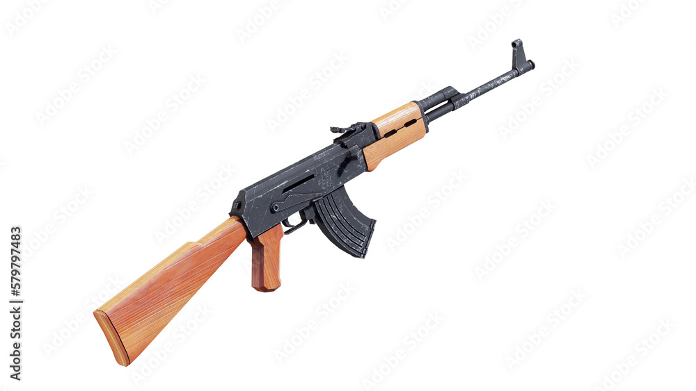Futuristic military assault rifle - low poly 3d render Futuristic military assault rifle - low poly 3d render