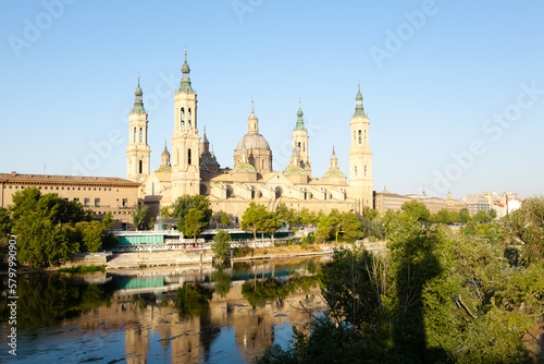 Saragossa city day view  Spain. Zaragoza cathedral.