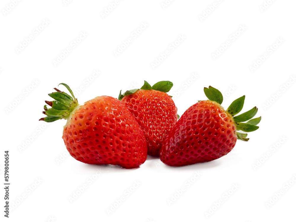 Ripe juicy strawberry isolated on white background. Close-up. Ripe juicy strawberry isolated on white background. Close-up.