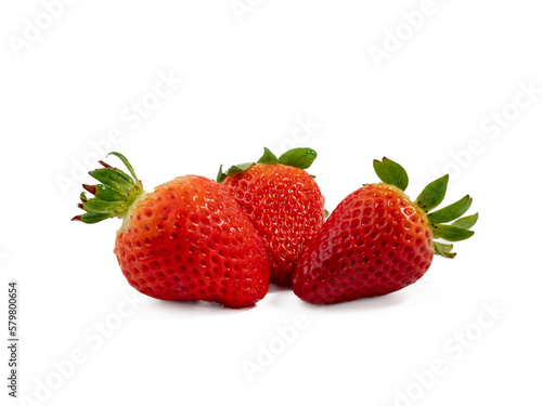 Ripe juicy strawberry isolated on white background. Close-up.