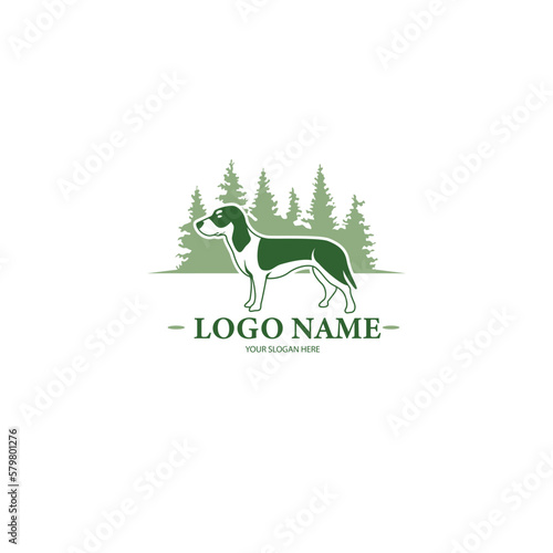 Dog hunter forest logo concept