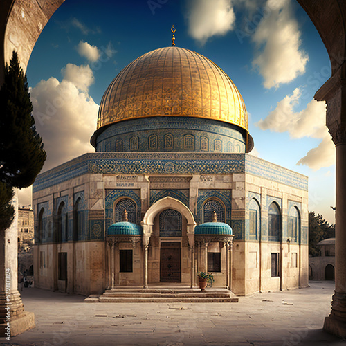 Jerusalem, Palestine, Dome of the Rock - Created with Generative AI Technolog 