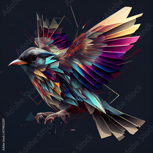 A Bird With Glitched Wings That Look Like They're Vibrating Rapidly.