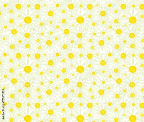 daisy seamless print patter with watercolor effect.