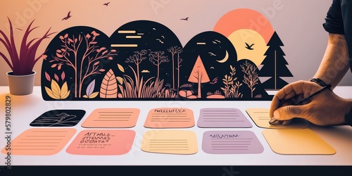 Artistic representation of card sorting method. Created with generative Ai technology