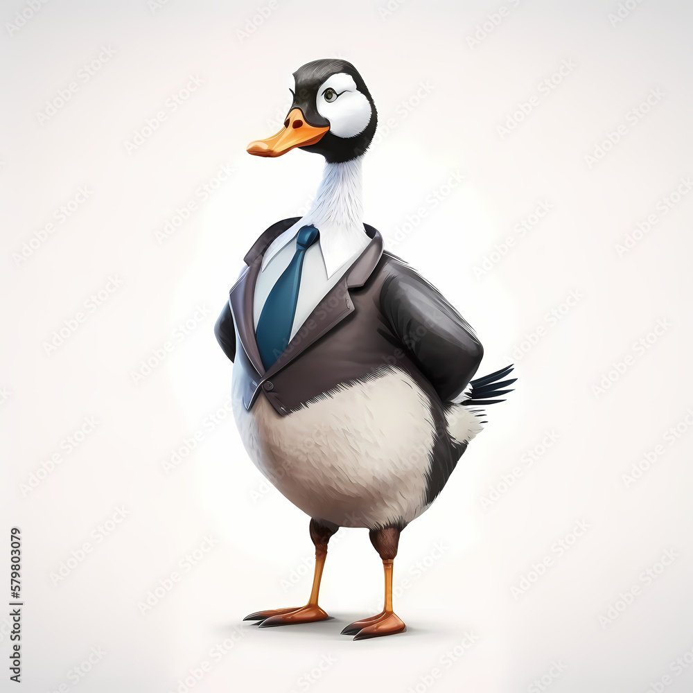Obraz premium Goose Business Suit Isolated White. Generative AI