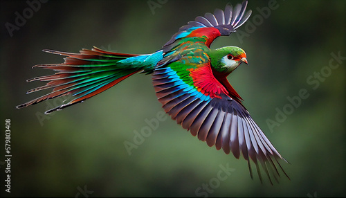 Flying_Resplendent_Quetzal_Pharomachrus Ai generated image