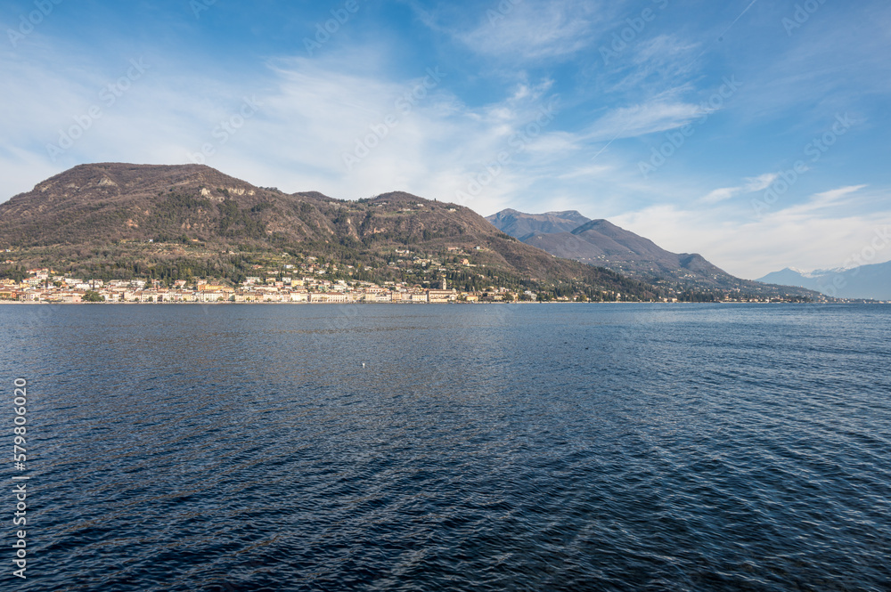 landscape of Salò in the Lake Garda with the Alps in background