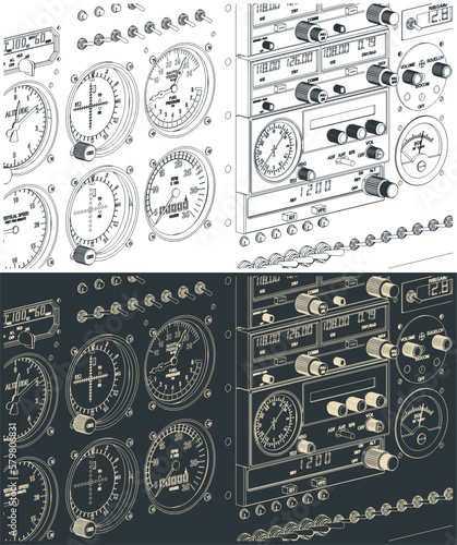 Airplane control panel illustrations